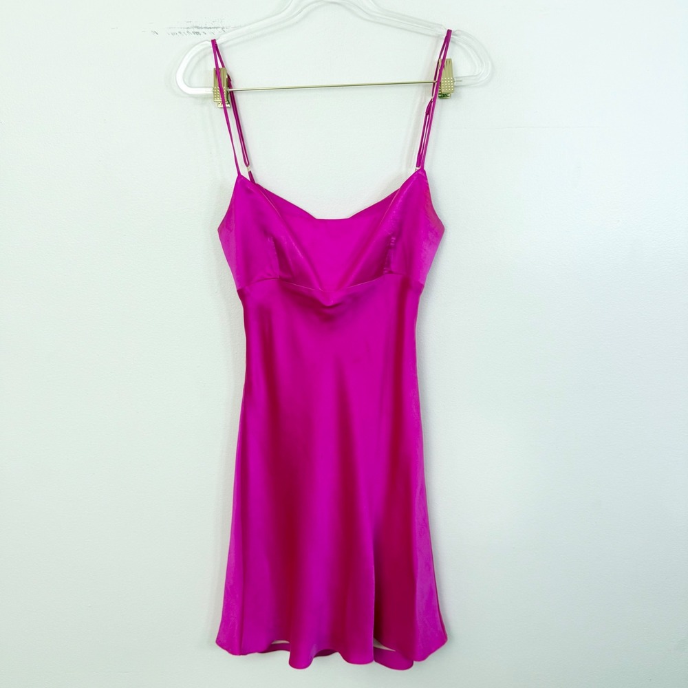 Amanda Uprichard Pink Silk Open Back Mini Dress Size XS Estimated